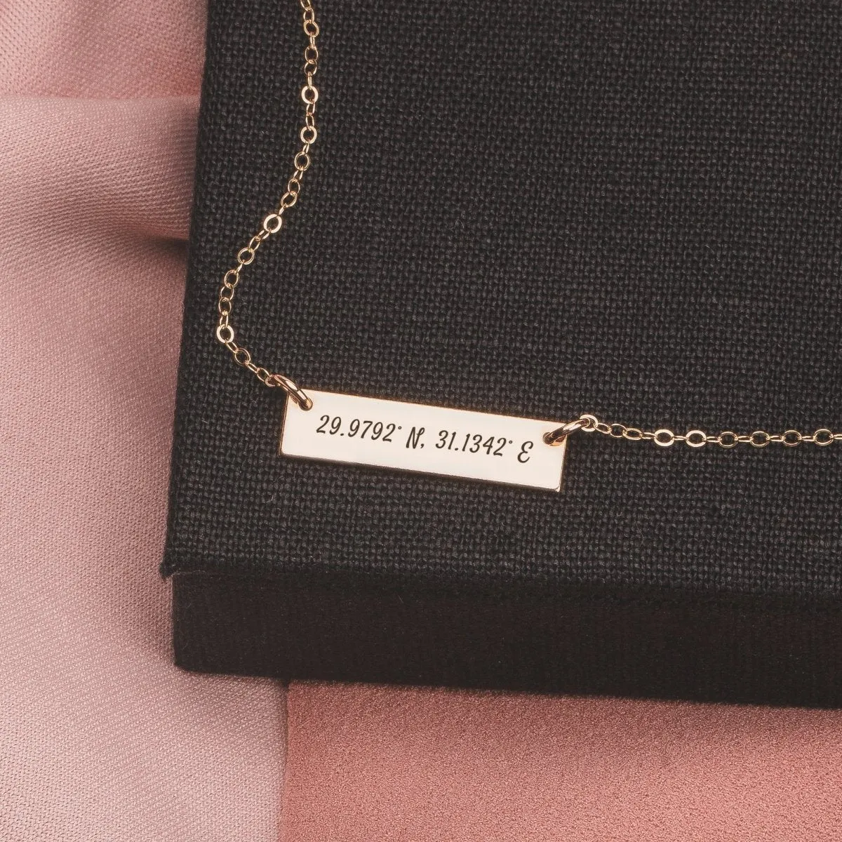 Personalized Coordinates Bar Necklace