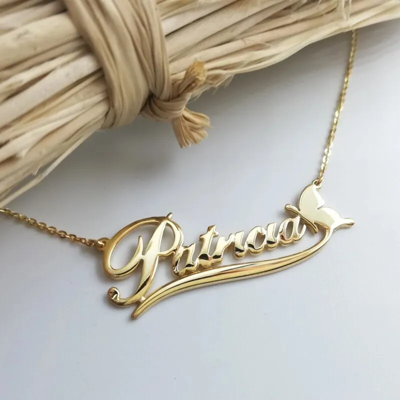 Personalized Flower Name Necklaces For Women Girl Favorite Jewelry Custom Musical Note Heart Nameplate Beauty Necklace