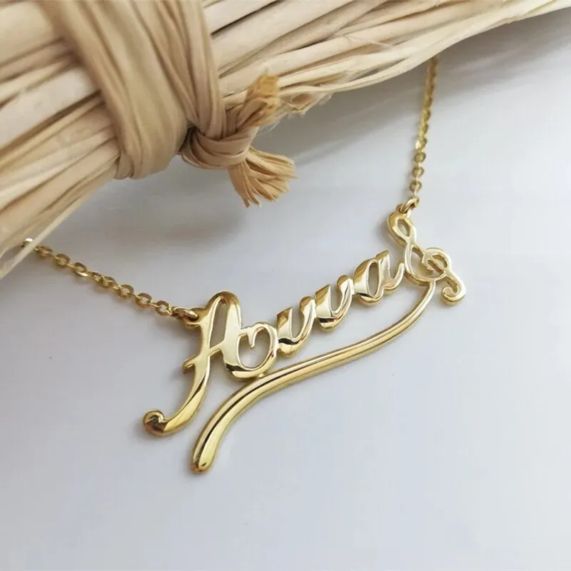 Personalized Flower Name Necklaces For Women Girl Favorite Jewelry Custom Musical Note Heart Nameplate Beauty Necklace