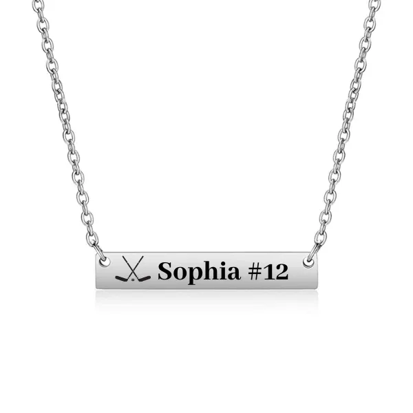 Personalized Ice Hockey Bar Necklace