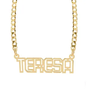 Personalized Outline Block Nameplate Necklace