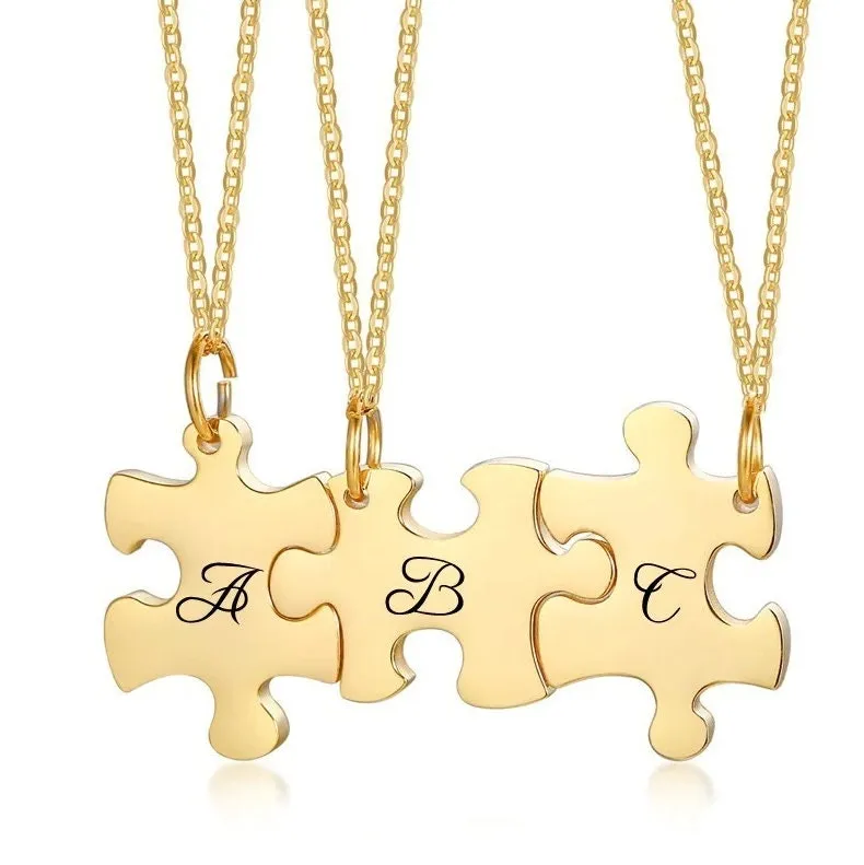 Personalized Puzzle Necklaces Bridesmaid Gifts Piece Gift Set Bridal Party Gifts Hand Stamped Personalized Jewelry Wedding Bride Groom