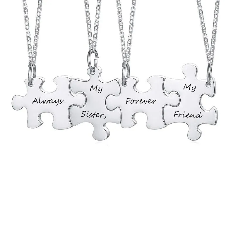 Personalized Puzzle Necklaces Bridesmaid Gifts Piece Gift Set Bridal Party Gifts Hand Stamped Personalized Jewelry Wedding Bride Groom