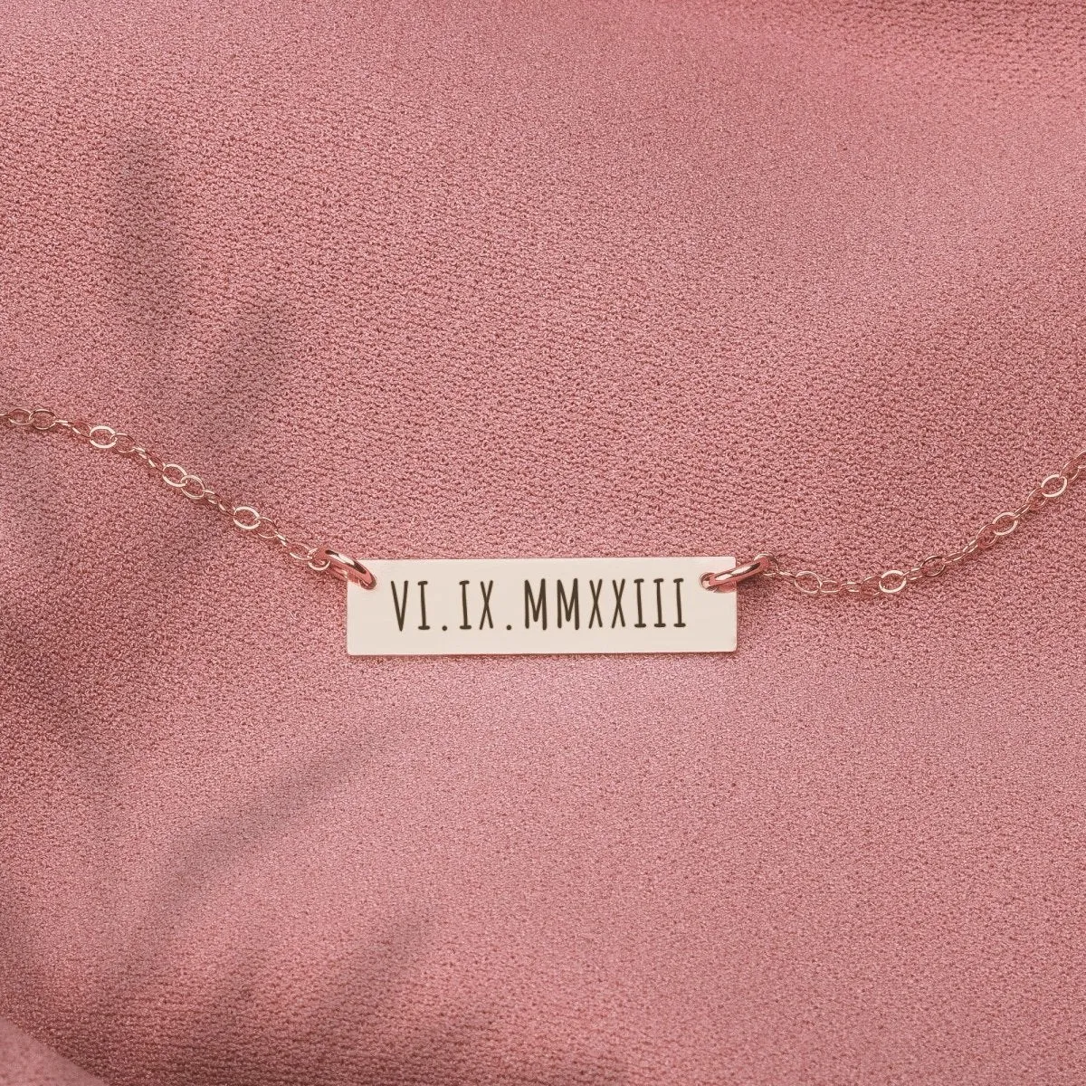 Personalized Roman Numerals Bar Necklace