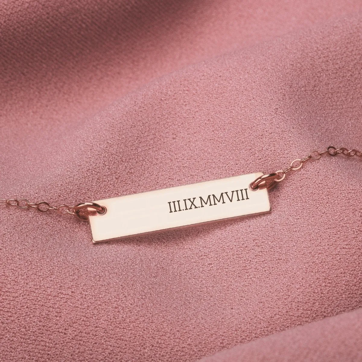 Personalized Roman Numerals Bar Necklace