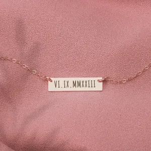 Personalized Roman Numerals Bar Necklace