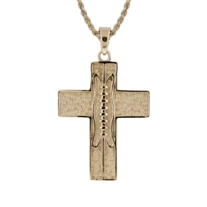 Pigskin Football Cross Necklace | Gold