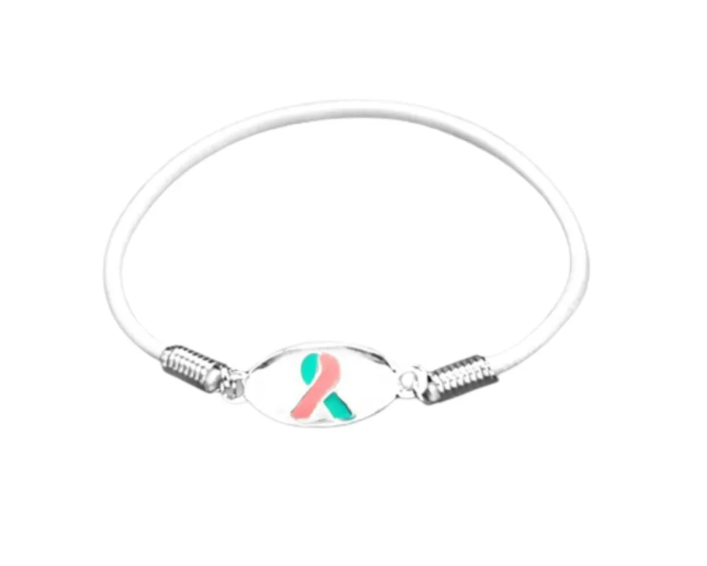 Pink & Teal Ribbon Stretch Bracelets