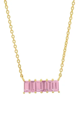 Pink Sapphire Baguette Staple Necklace