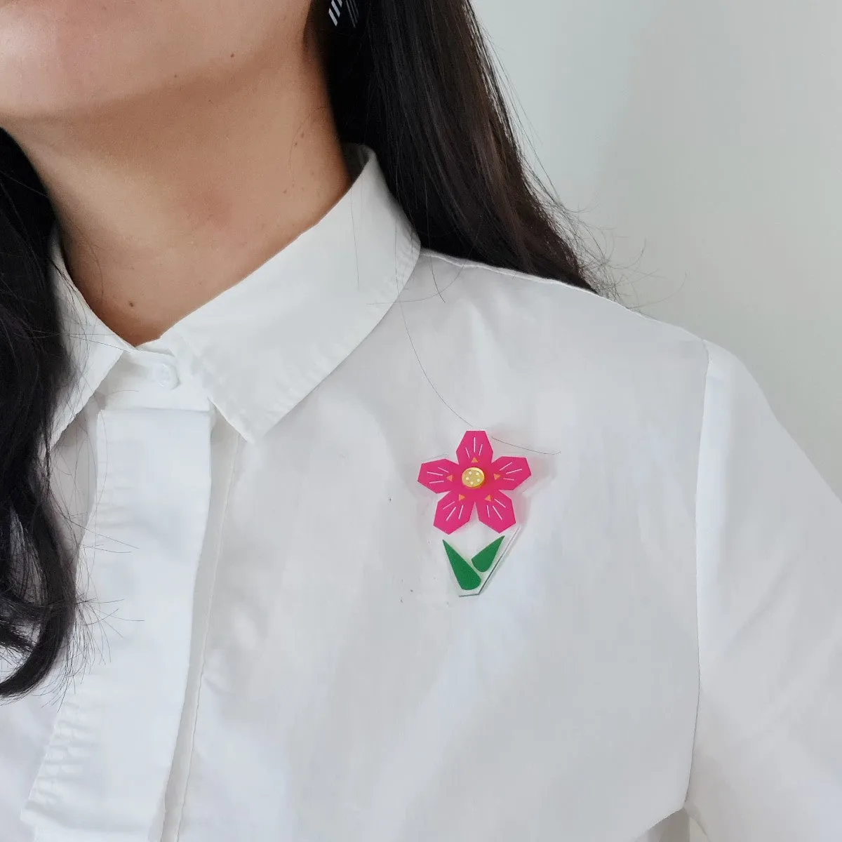 Pink Violet Flower Brooch