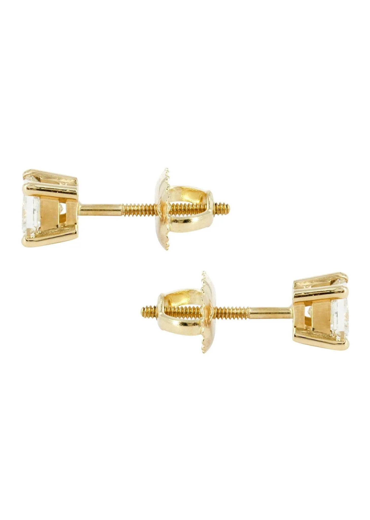 Princess Cut Diamond Stud Earrings For Men | 14K Yellow Gold | 1.05 Carats