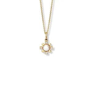 Quadro Cross Pendant Yellow Gold - Pearl & Diamond