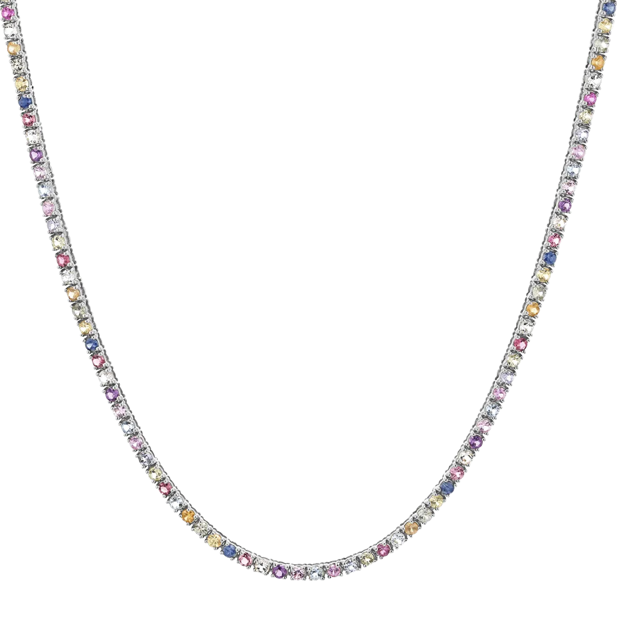 Rainbow Gemstone Tennis Necklace