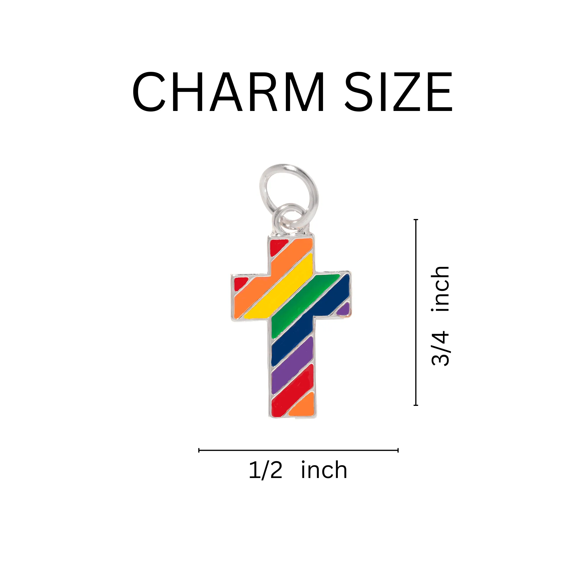 Rainbow Pride Flag Cross Charm Partial Beaded Bracelets