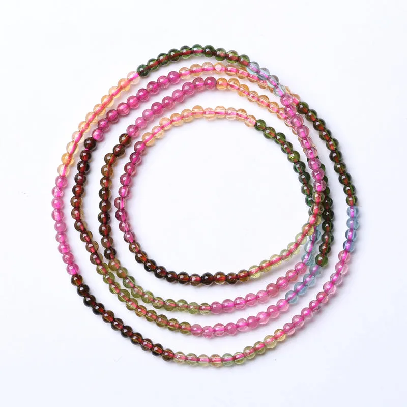 Rainbow Tourmaline Beaded Bracelets Handmade Gemstone Jewelry Accessories for Women