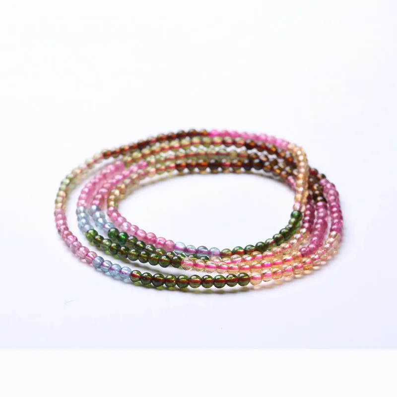 Rainbow Tourmaline Beaded Bracelets Handmade Gemstone Jewelry Accessories for Women