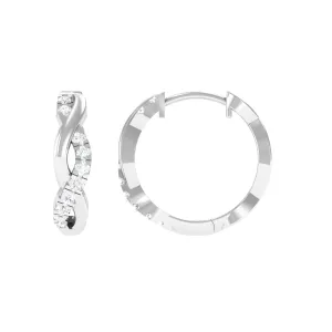 Real Diamond Braided Hinged Hoop Earrings