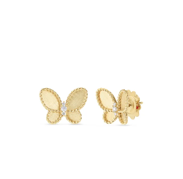 Roberto Coin 18K Yellow Gold Diamond Butterfly Stud Earrings