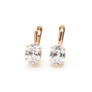 Rose Gold Diamond Earrings - Diamond Drop Earrings - Sparkly Oval Earrings