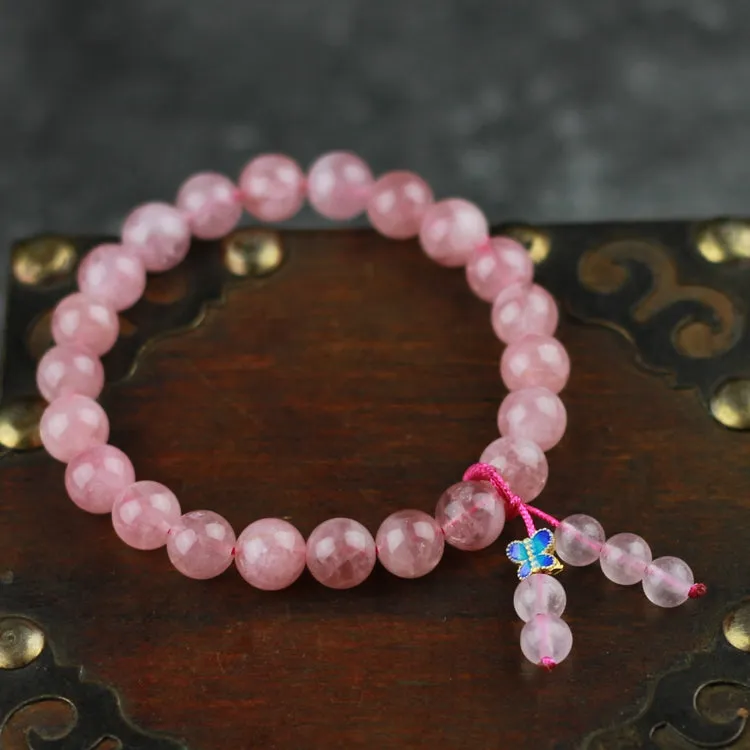 Rose Quartz Beaded Bracelet Handmade Gemstone Jewelry Accessories Gifts For Women