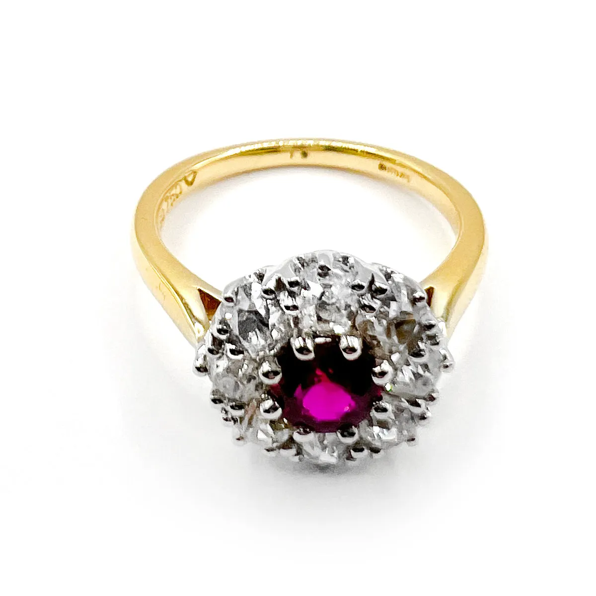 Ruby and Diamond Cluster Ring | Pre-Loved | 18K Yellow Gold