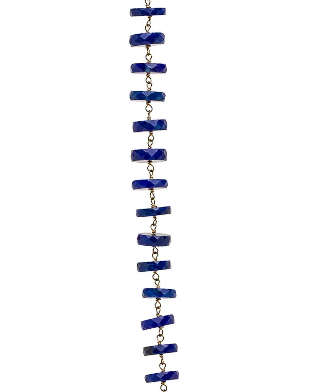 Sapphire and Lapis Disc Bead Long Link Necklace