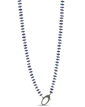 Sapphire and Lapis Disc Bead Long Link Necklace