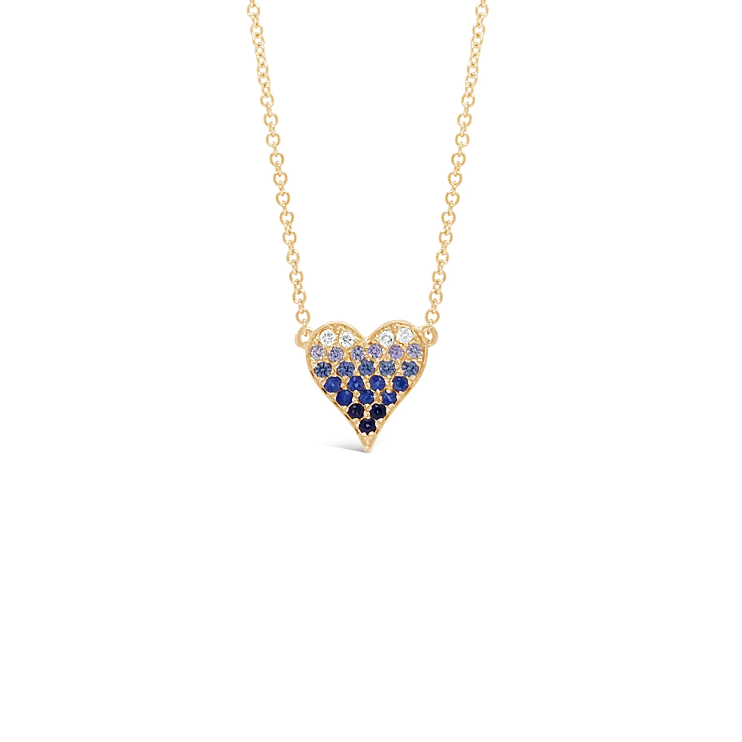 Sapphire Gradient Mini Pink Diamond Heart Pendant Necklace