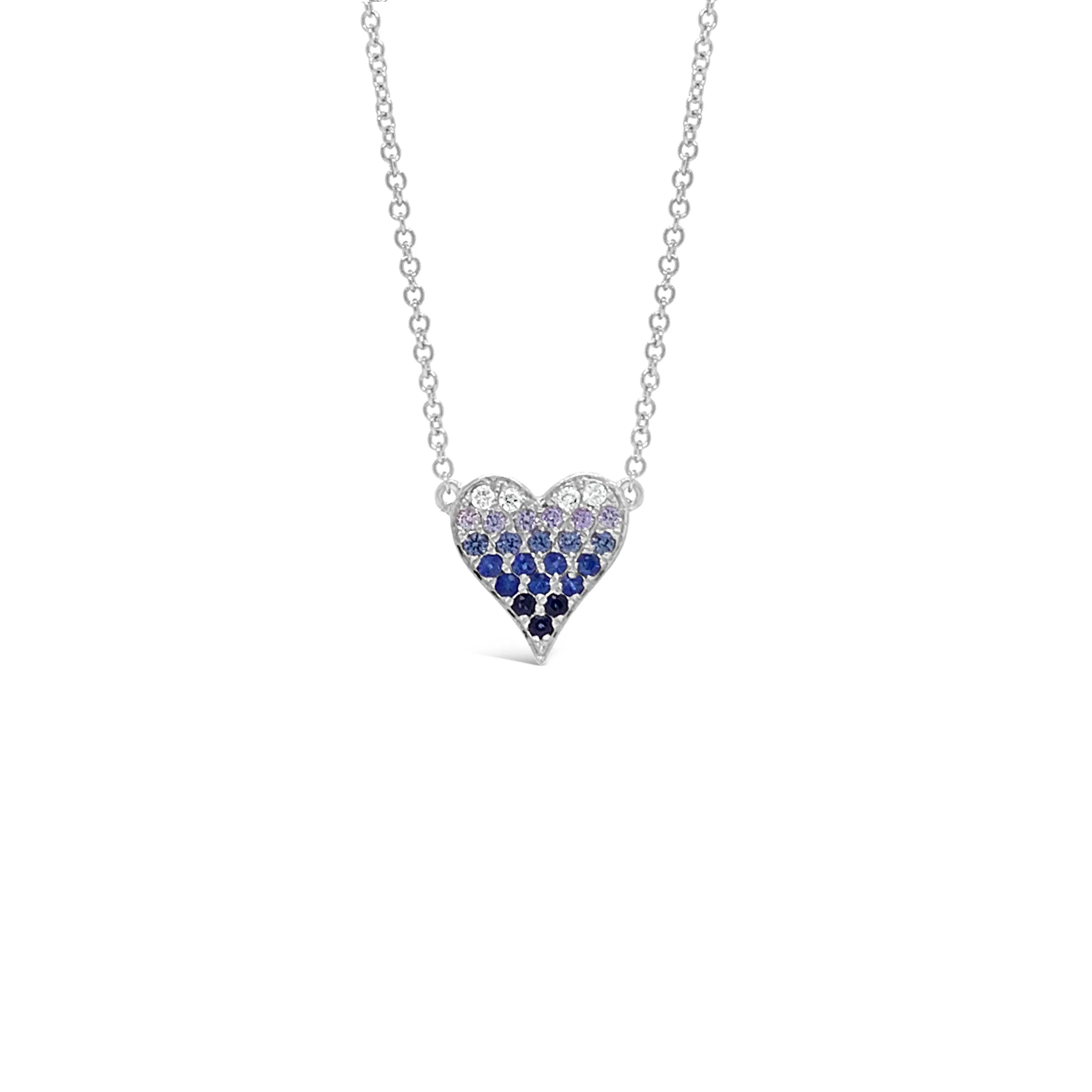 Sapphire Gradient Mini Pink Diamond Heart Pendant Necklace