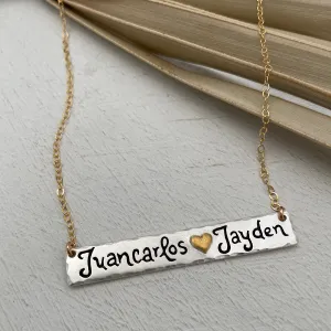 Script Double Name Bar Necklace