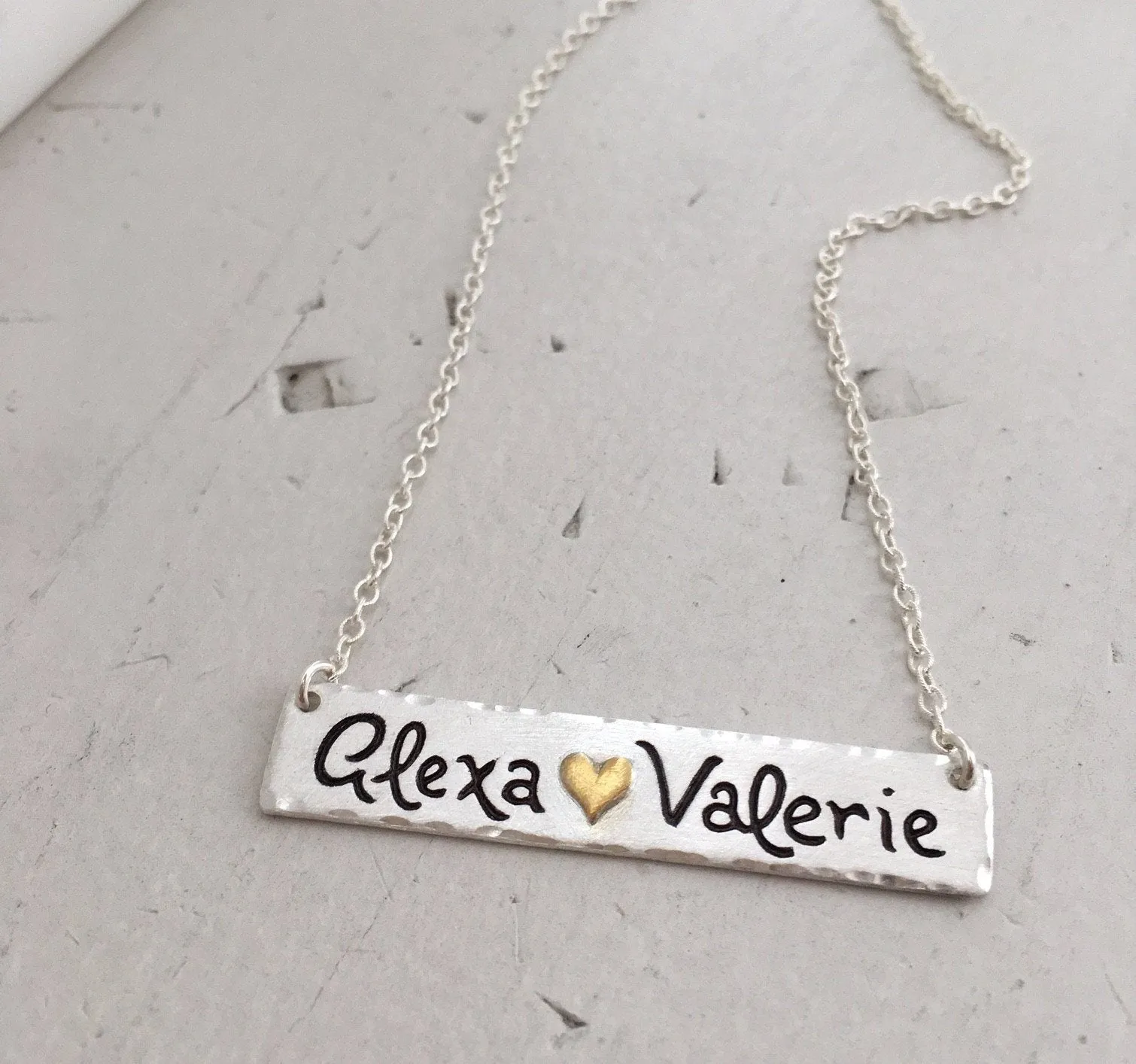 Script Double Name Bar Necklace