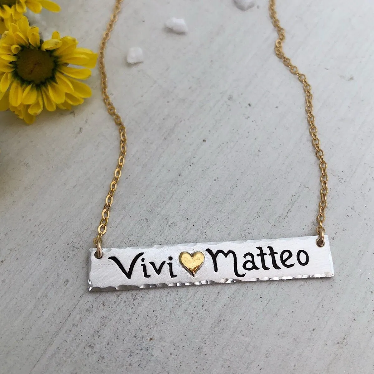 Script Double Name Bar Necklace