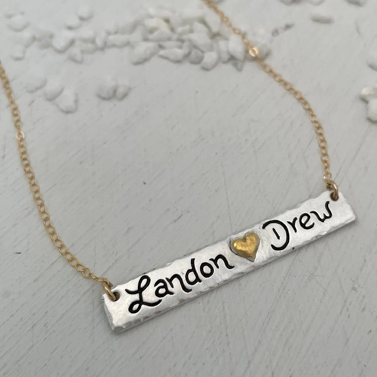 Script Double Name Bar Necklace