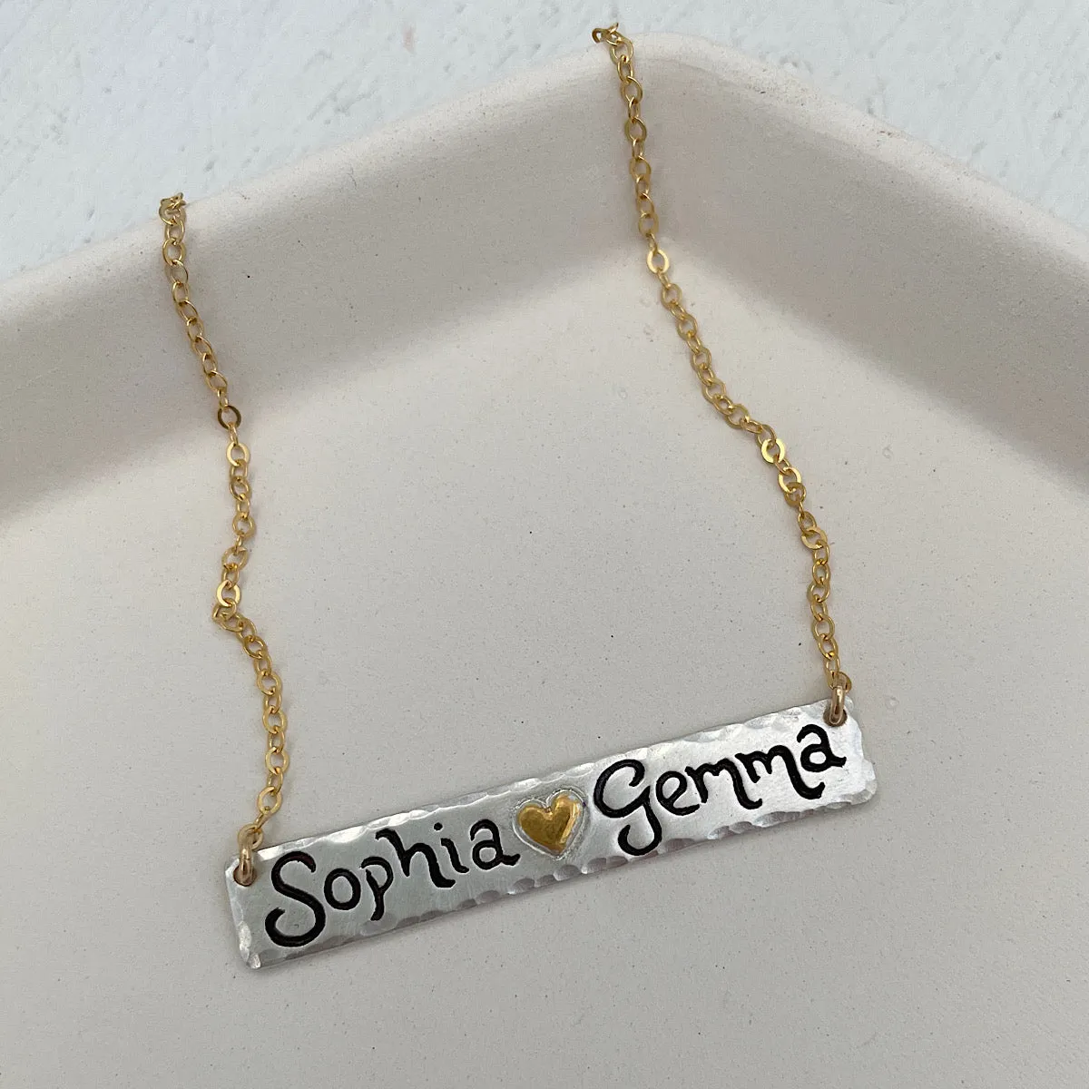 Script Double Name Bar Necklace