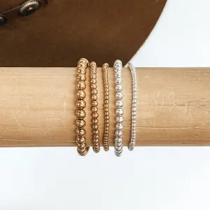 Set of Five | Beaded Bliss Bracelet Set in Matte Gold/Silver