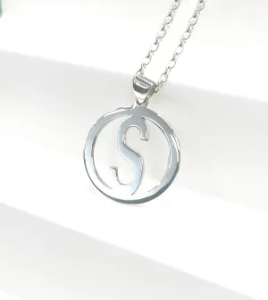 Silver 925 Initial Framed Necklace