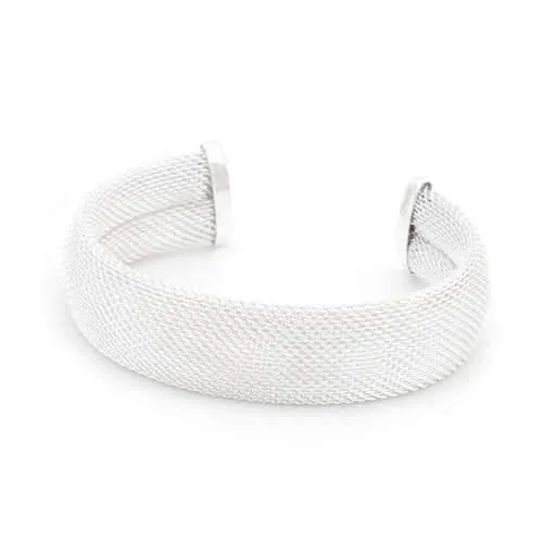 Silvertone Wide Mesh Cuff