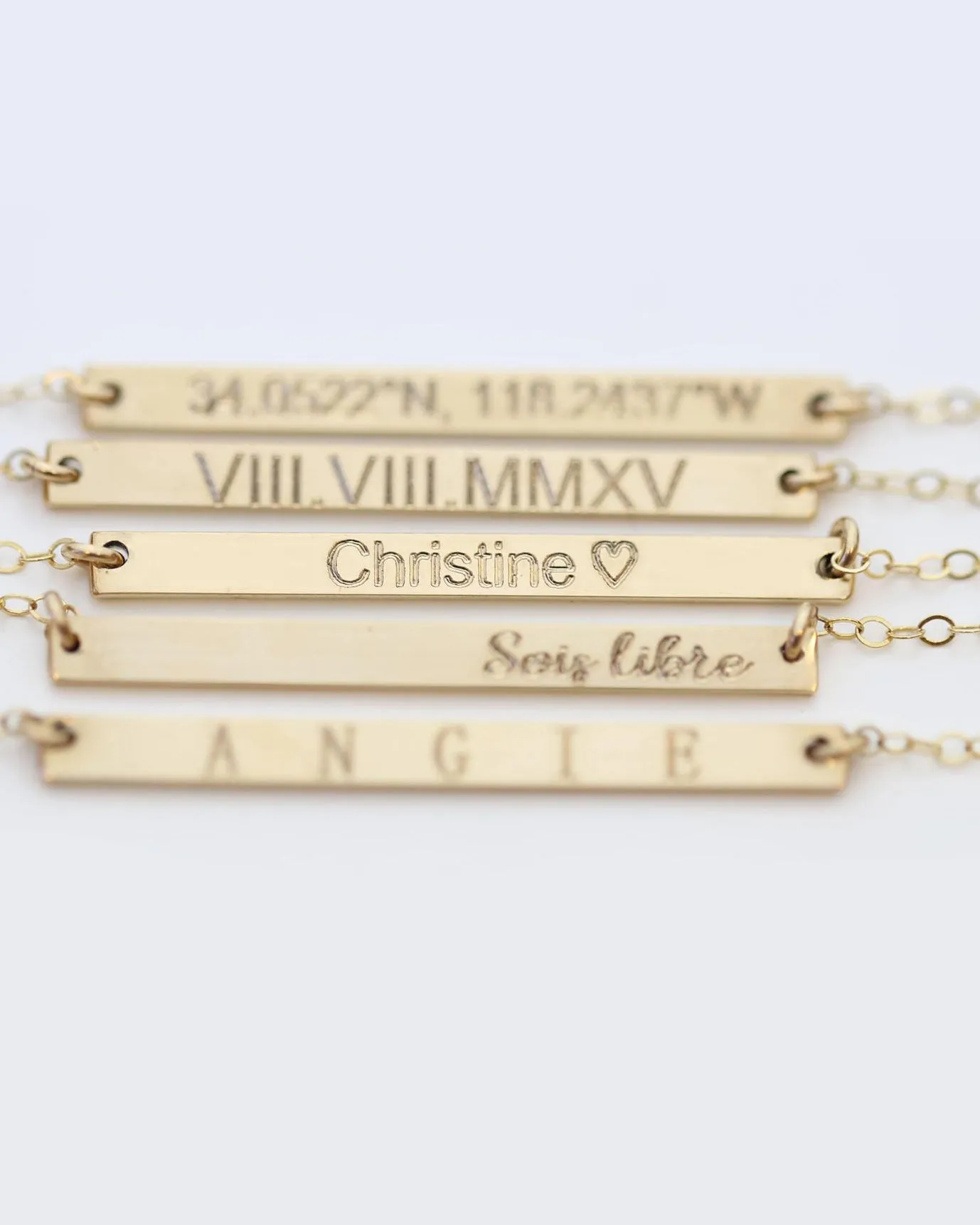 Skinny Name Bar Plate Necklace