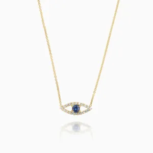 Small Sapphire and Diamond Evil Eye Necklace