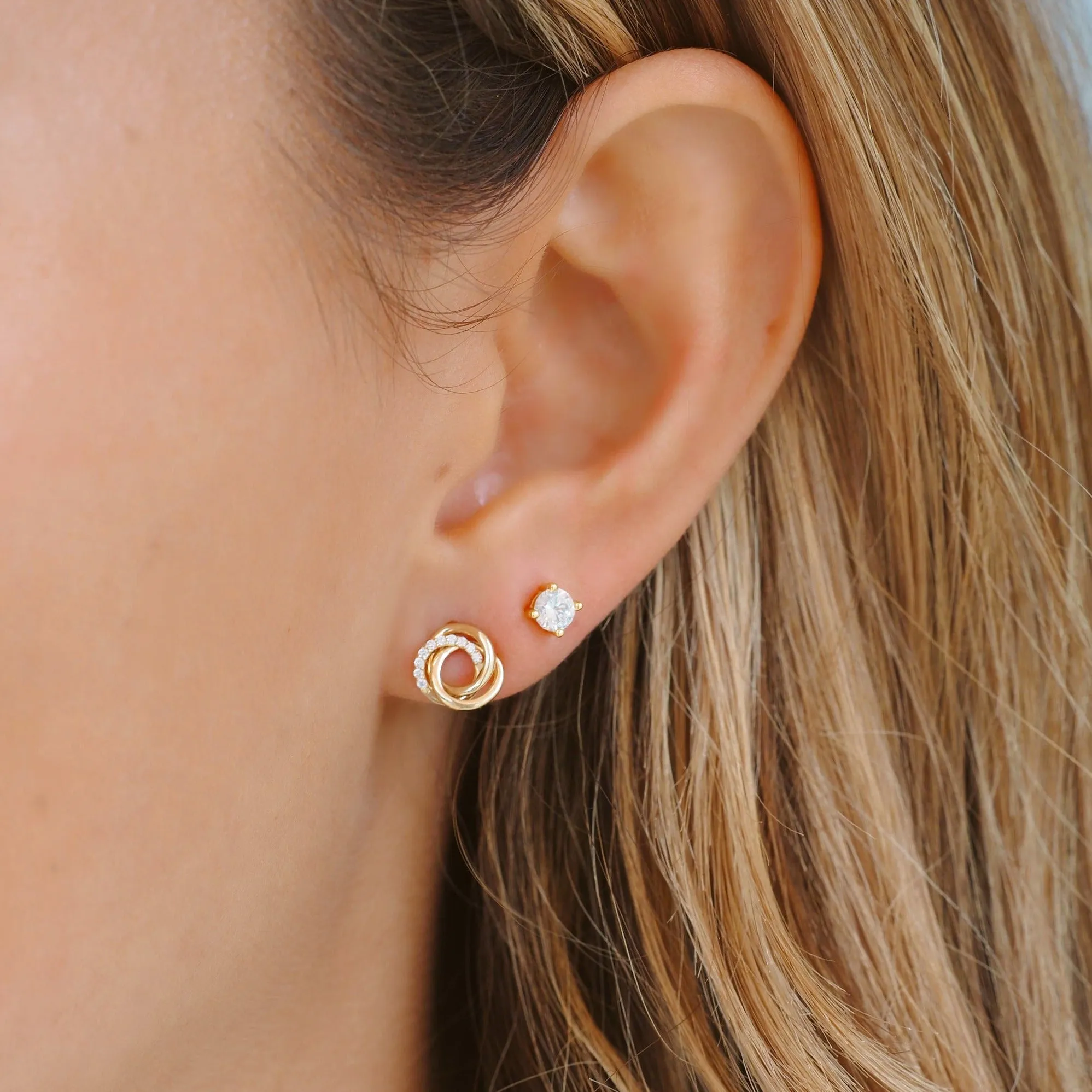 Solid Gold Eternity Stud Earrings