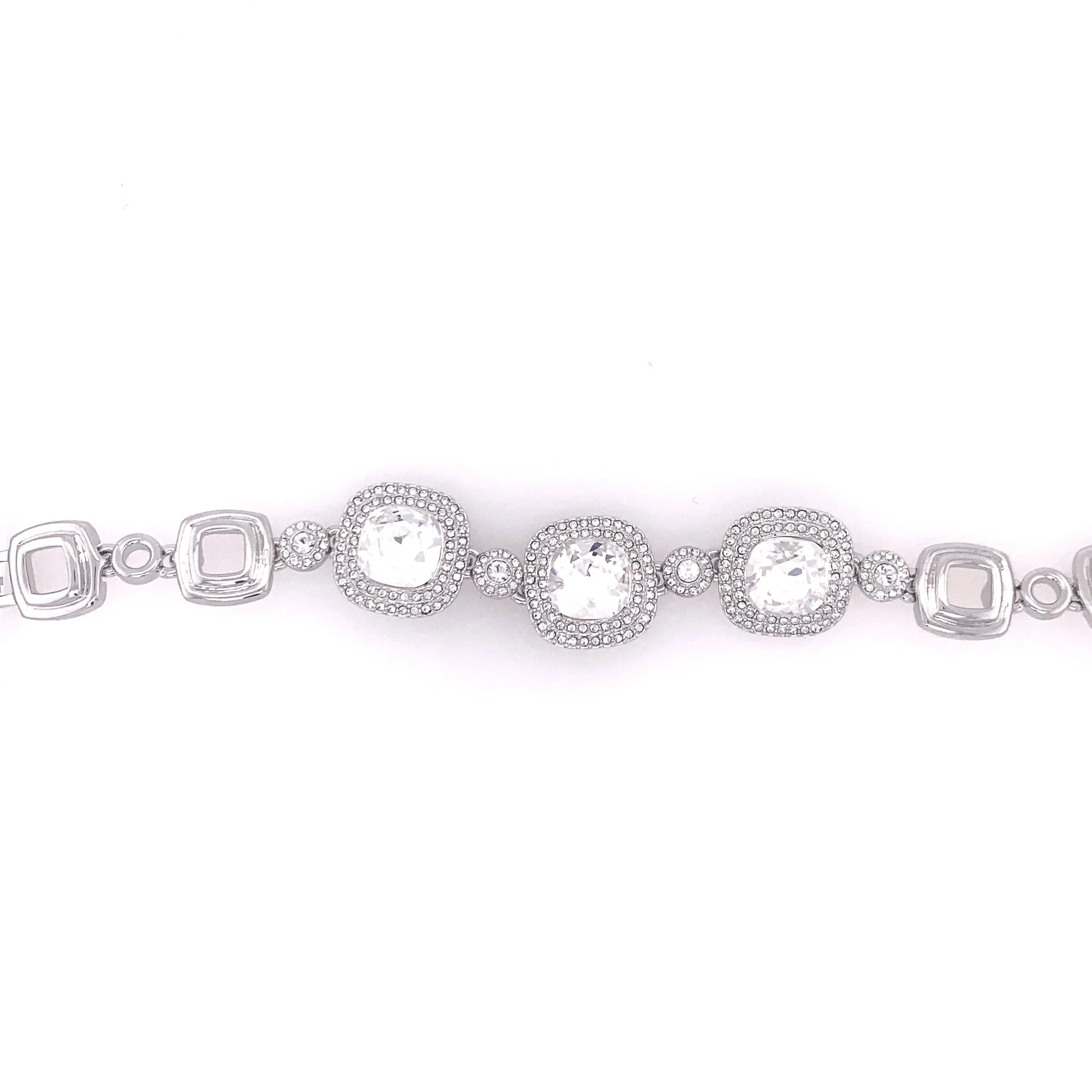 Swarovski Crystal Circle and Square Double Halo Bracelet