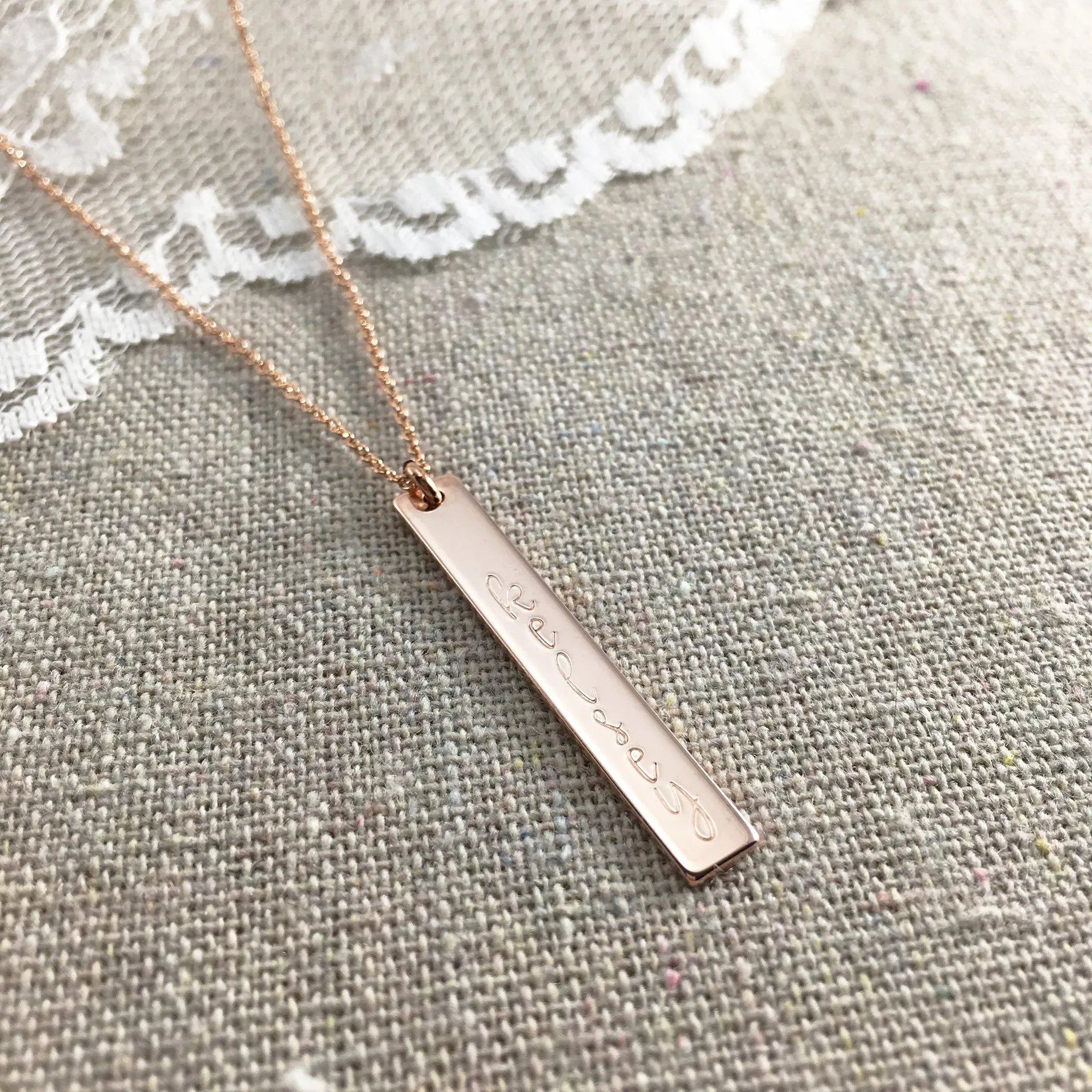 Vertical Bar Nameplate Necklace