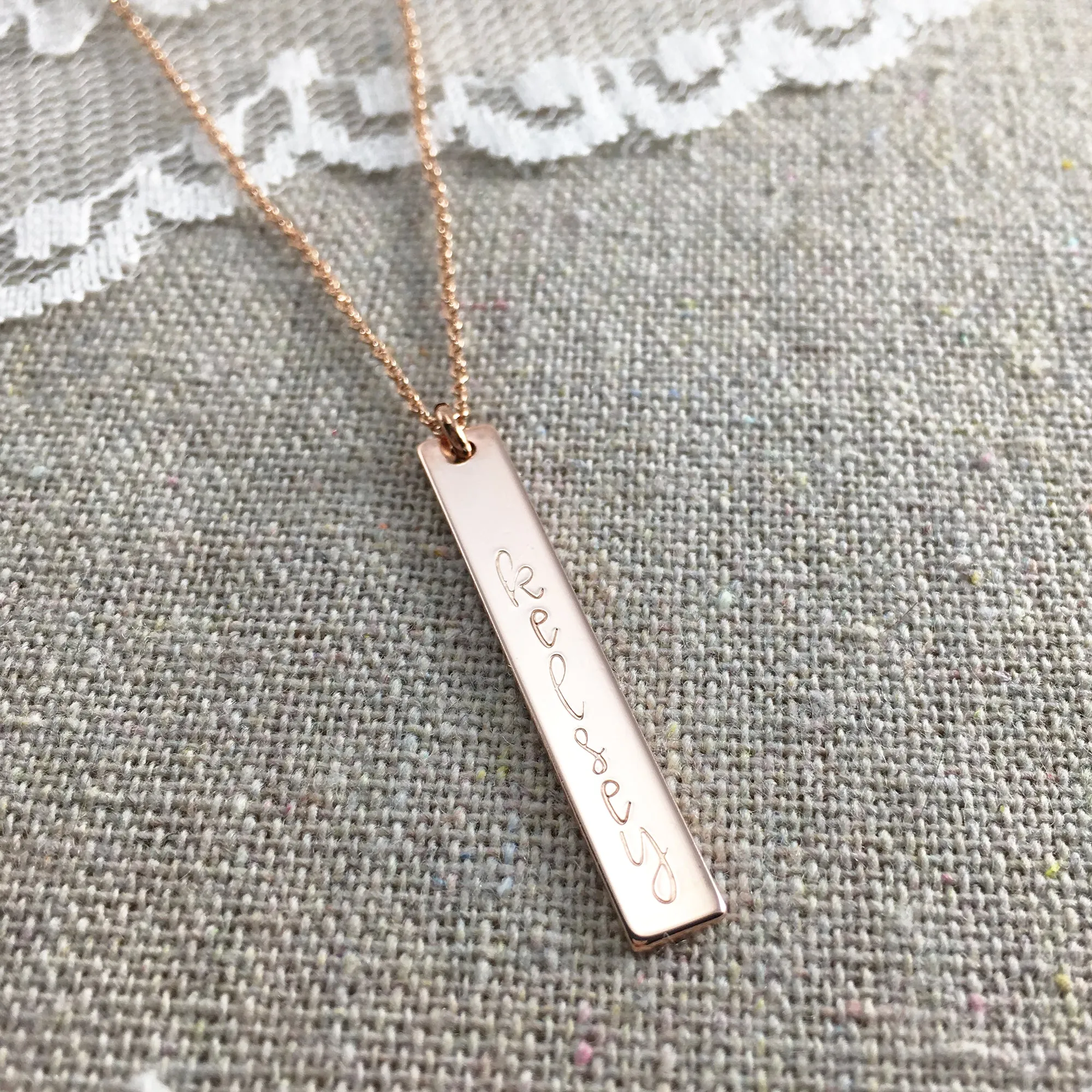 Vertical Bar Nameplate Necklace