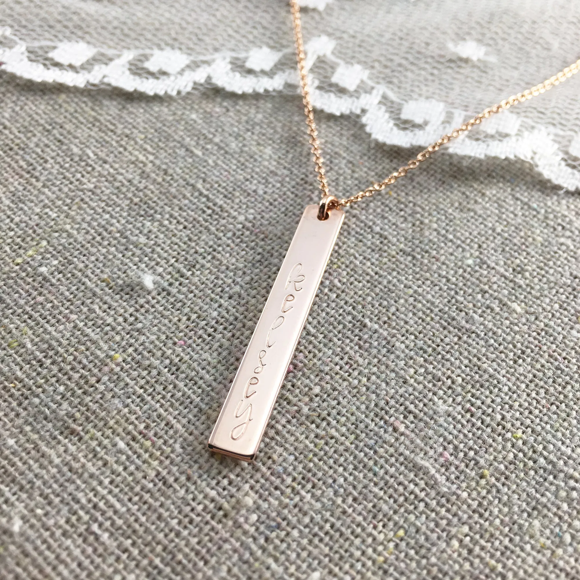 Vertical Bar Nameplate Necklace