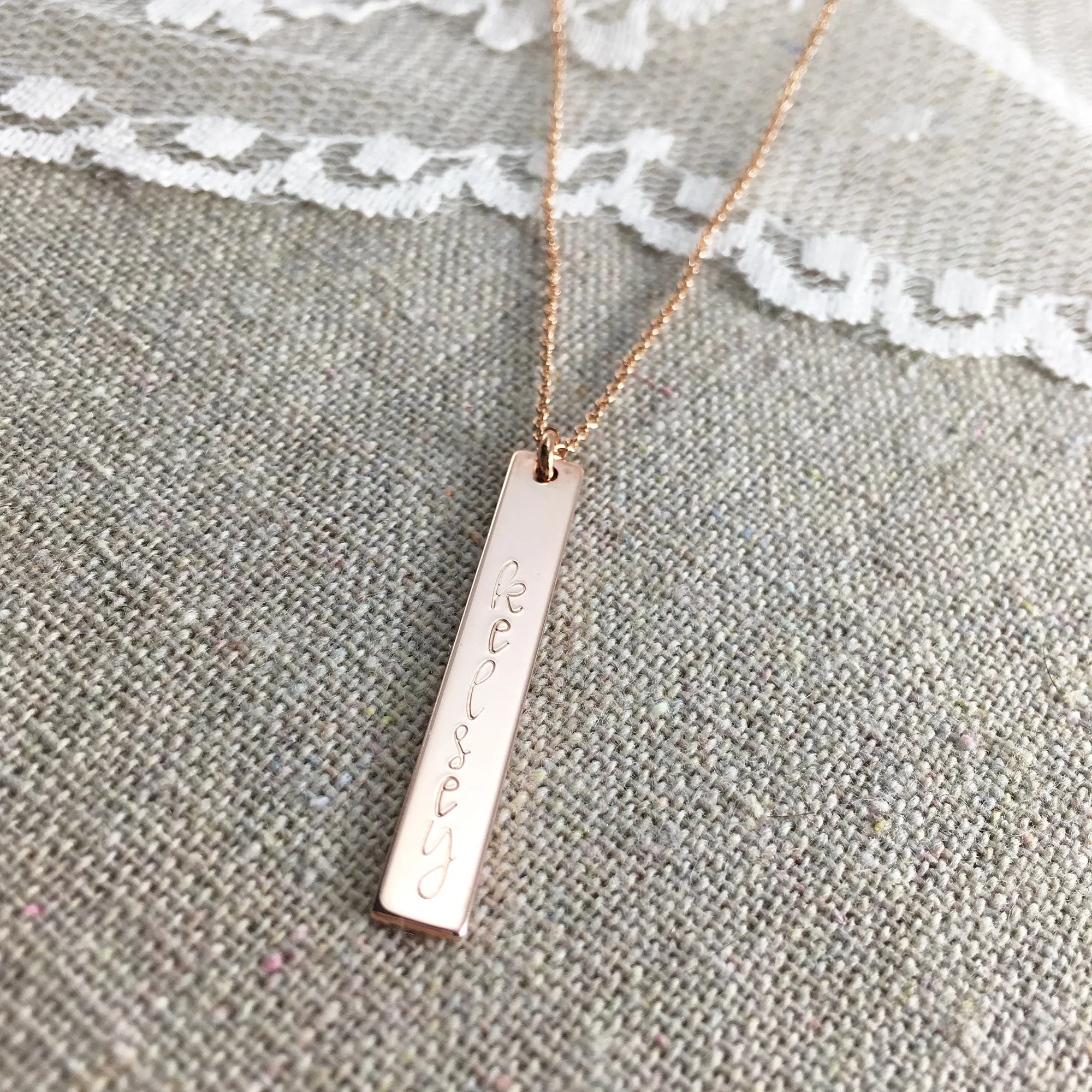 Vertical Bar Nameplate Necklace