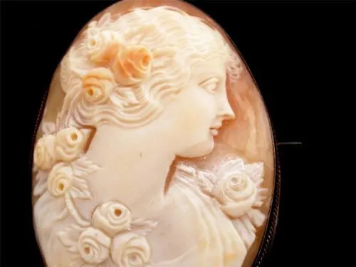 Victorian Cameo Brooch Carved Sterling Silver Frame Antique Pin