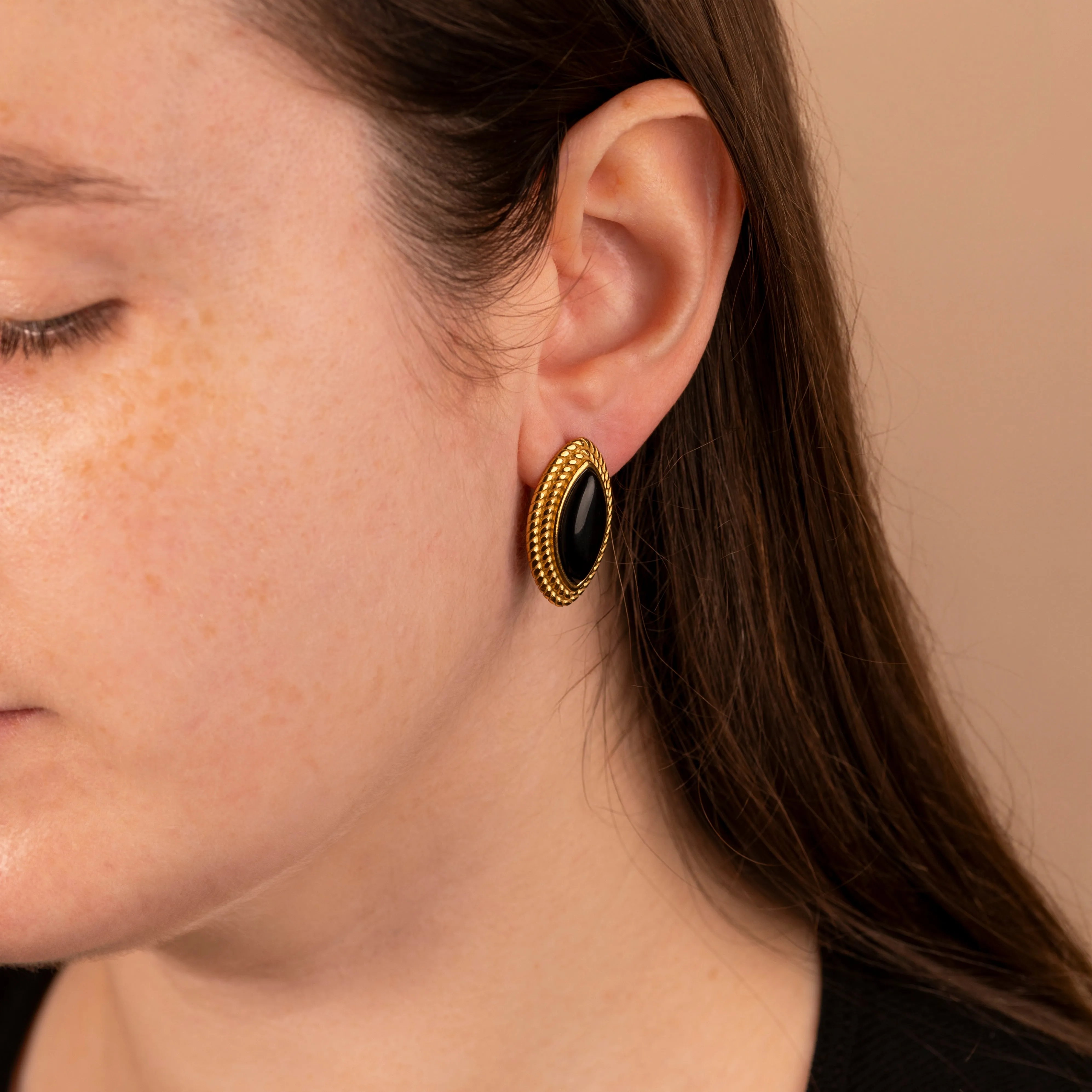 Vintage Black Stone Earrings