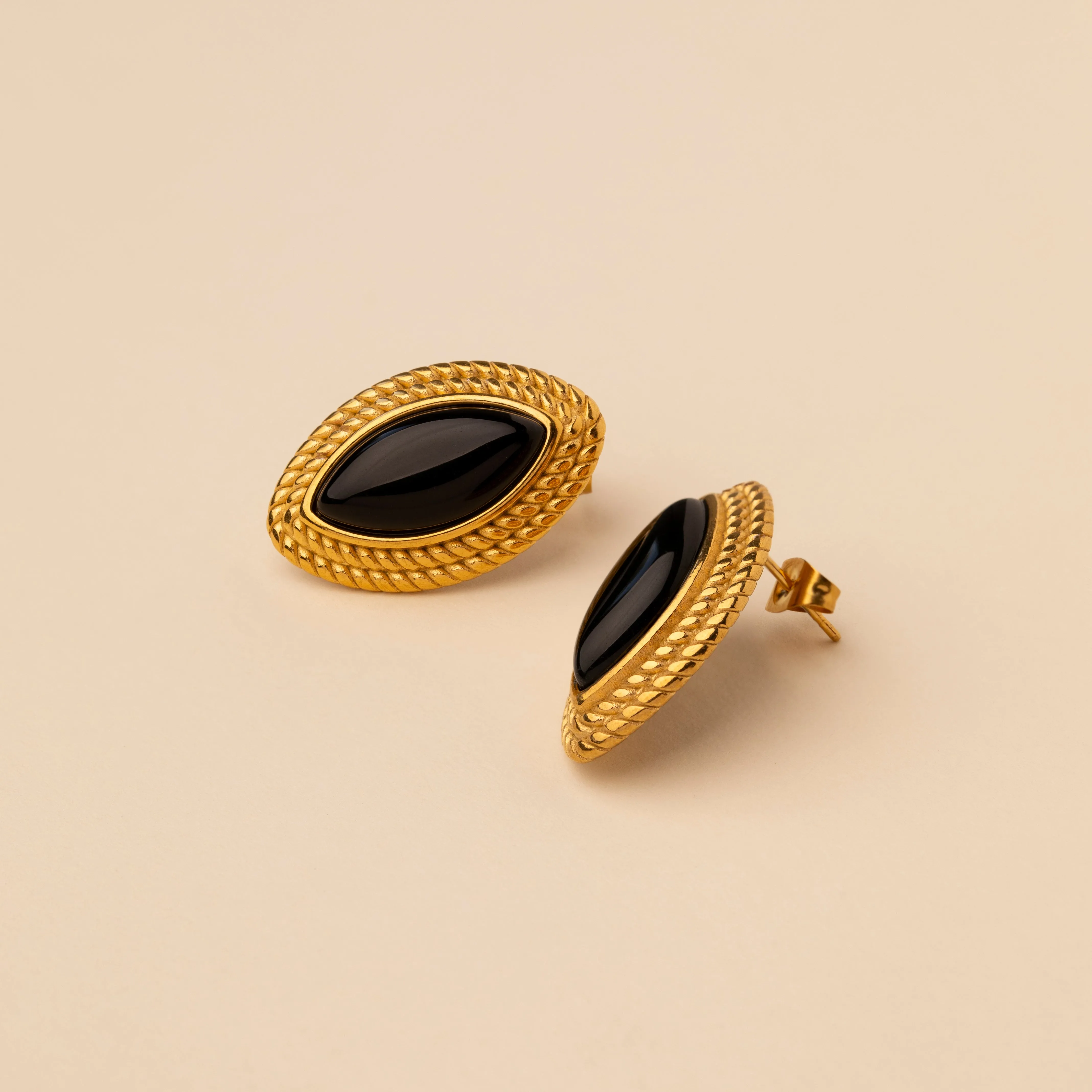 Vintage Black Stone Earrings