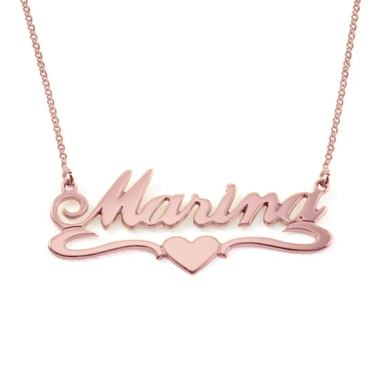 Wavy Heart Name Necklace