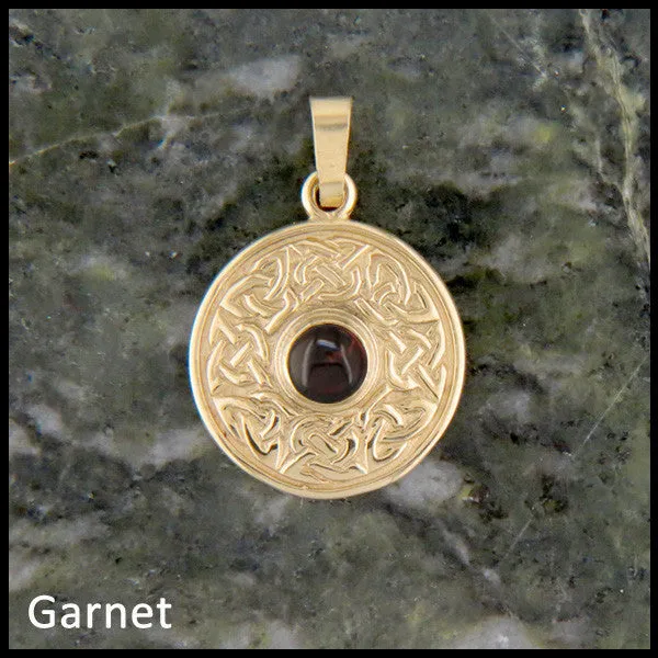 Wheel of Life Pendant in Gold with Gemstone